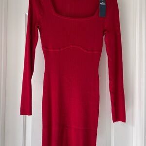 Red Long Sleeve Sweater Dress